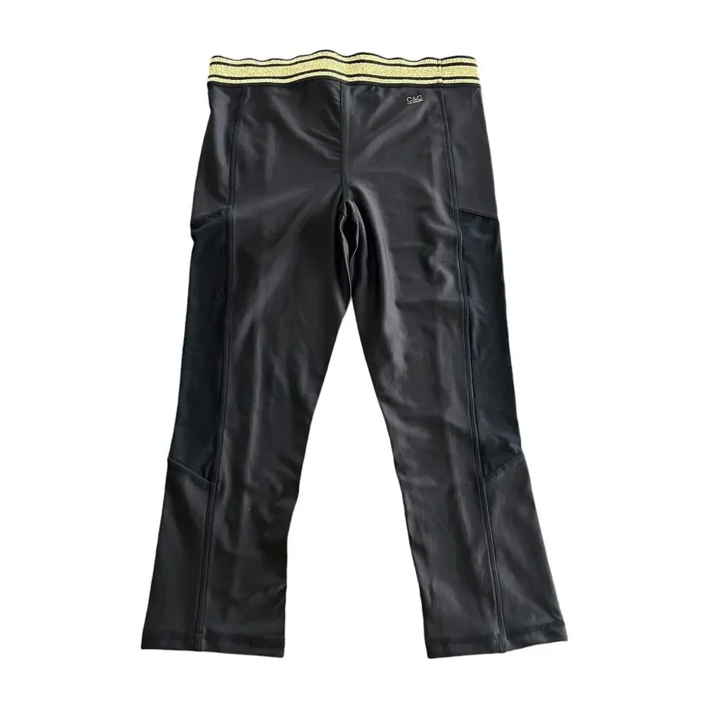C&C California Black fitness Workout wear Legging pant gold Waistband glitter Sm